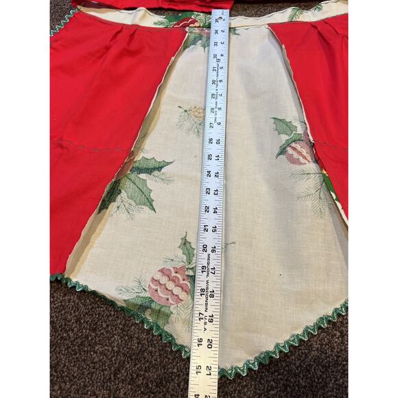 Vintage Christmas Half-Apron MCM Holiday Hostess Bright Cheerful Santa Holly - Picture 6 of 7
